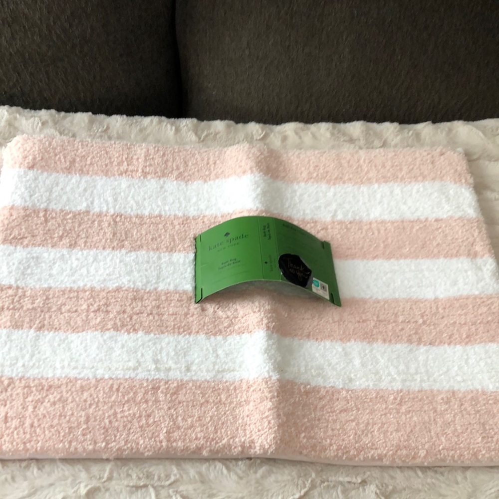 kate spade Pink and White Striped Bath Rug